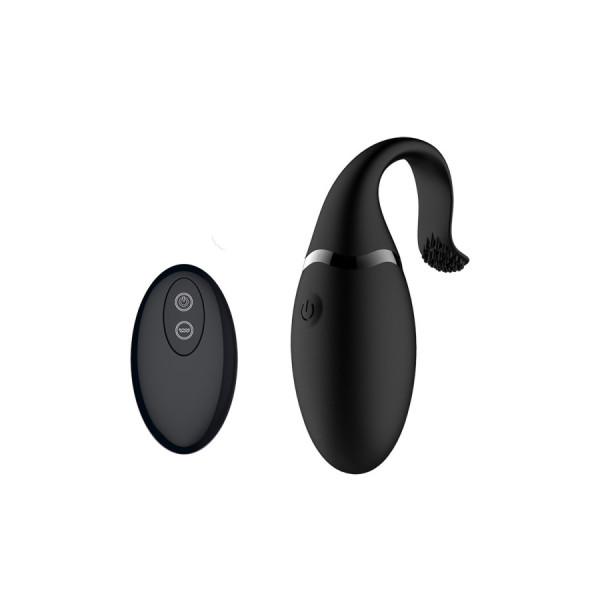 Œuf vibrant noir avec languette à picot pour stimuler le clitoris 